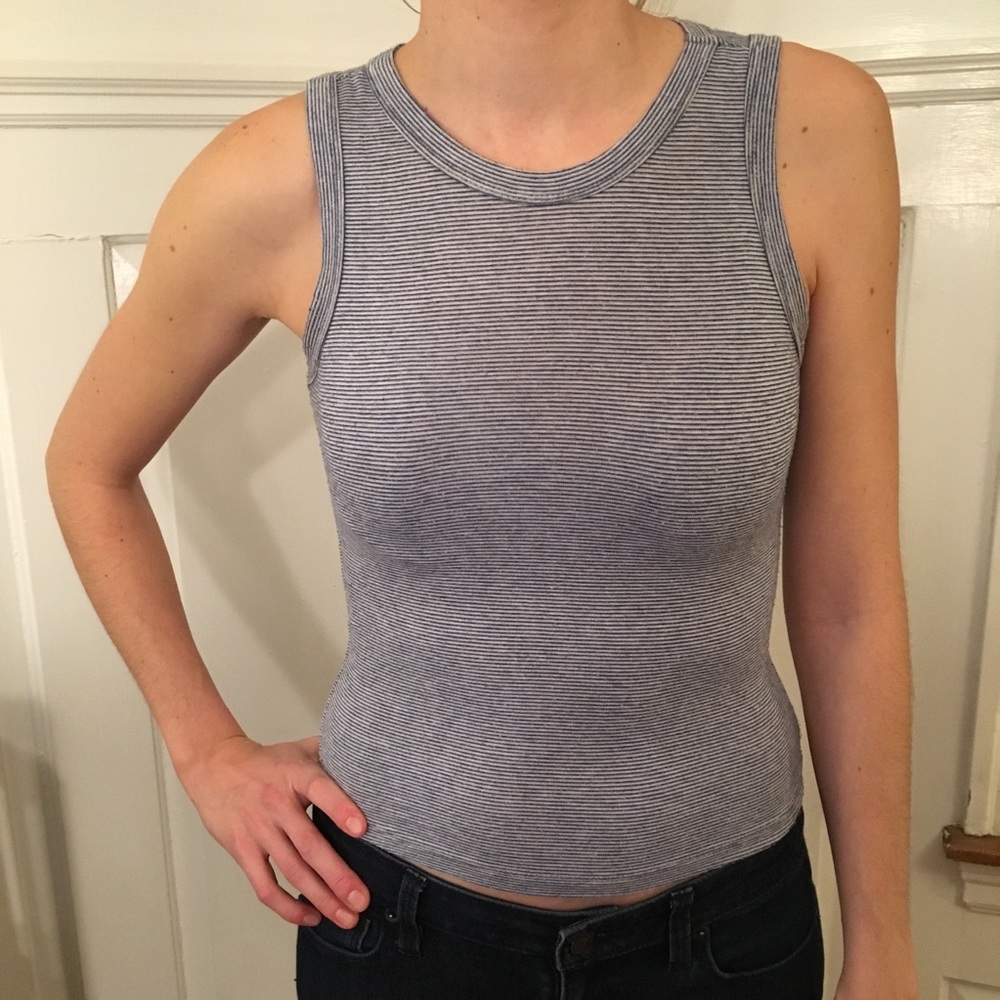 Brandy Melville fitted blue and white stripe tank